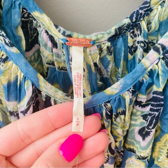 Free People Kauai Getaway Printed Tunic Blue/Green Sz Small - Picture 6 of 11